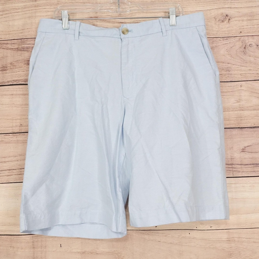 IZOD Shorts Mens 36 Blue Chino Cotton Flat Front 10 Inseam Casual Summer